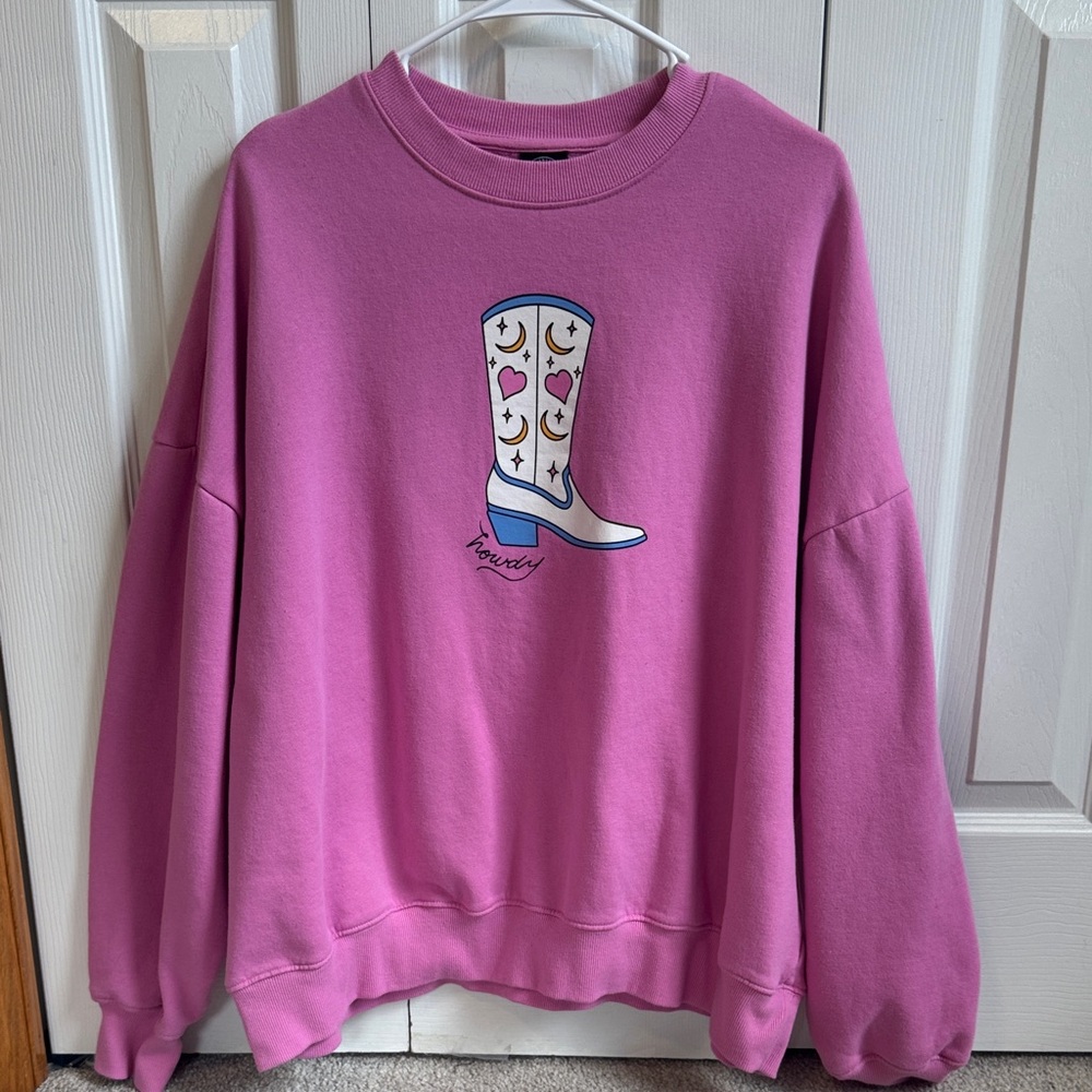 Pacsun howdy cowboy boot crewneck sweatshirt